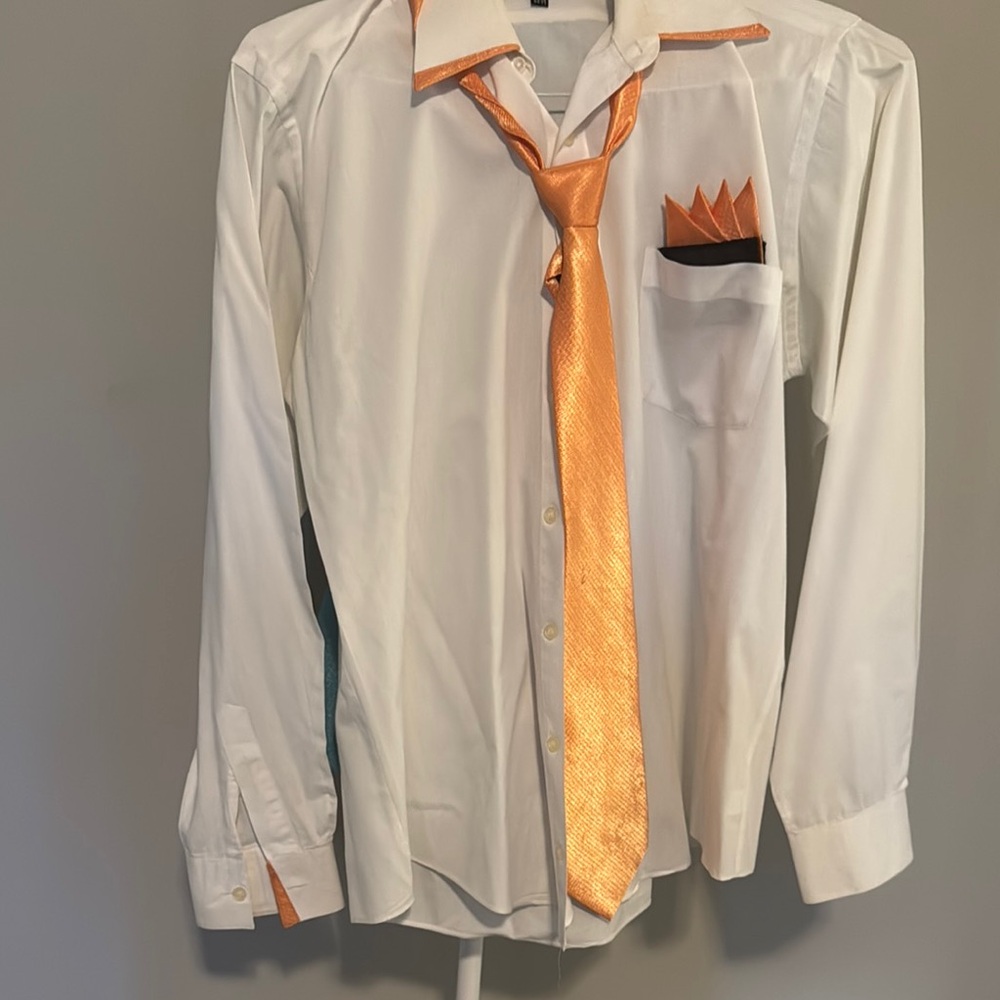 Stacy Adams White and Orange Dress Shirt